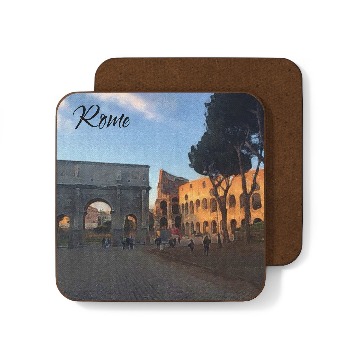 Rome, Italy Hardboard Coaster - Artistic Home Decor for Coffee Lovers