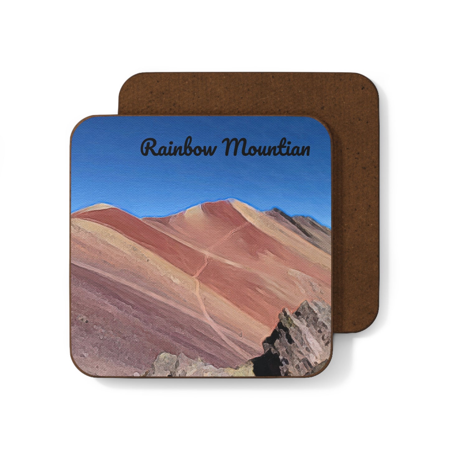 Rainbow Mountian, Peru Hardboard Coaster - Artistic Home Decor for Coffee Lovers