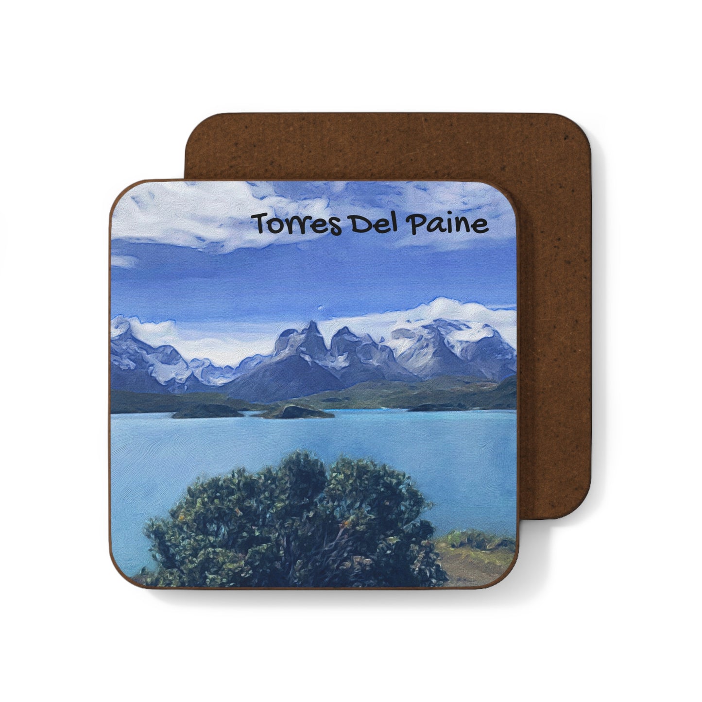 Torres Del Paine Hardboard Coaster - Artistic Home Decor for Coffee Lovers
