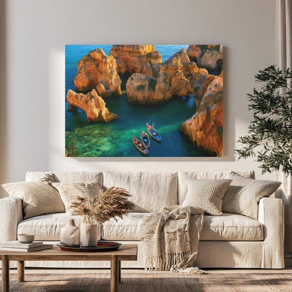 Algarve, Portugal | Rocky Coastal Sea Caves | Original Series Gallery Canvas