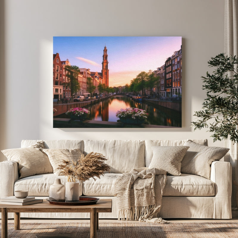 Prinsengracht Canal Westerkerk Tower in a room — Amsterdam, Netherlands