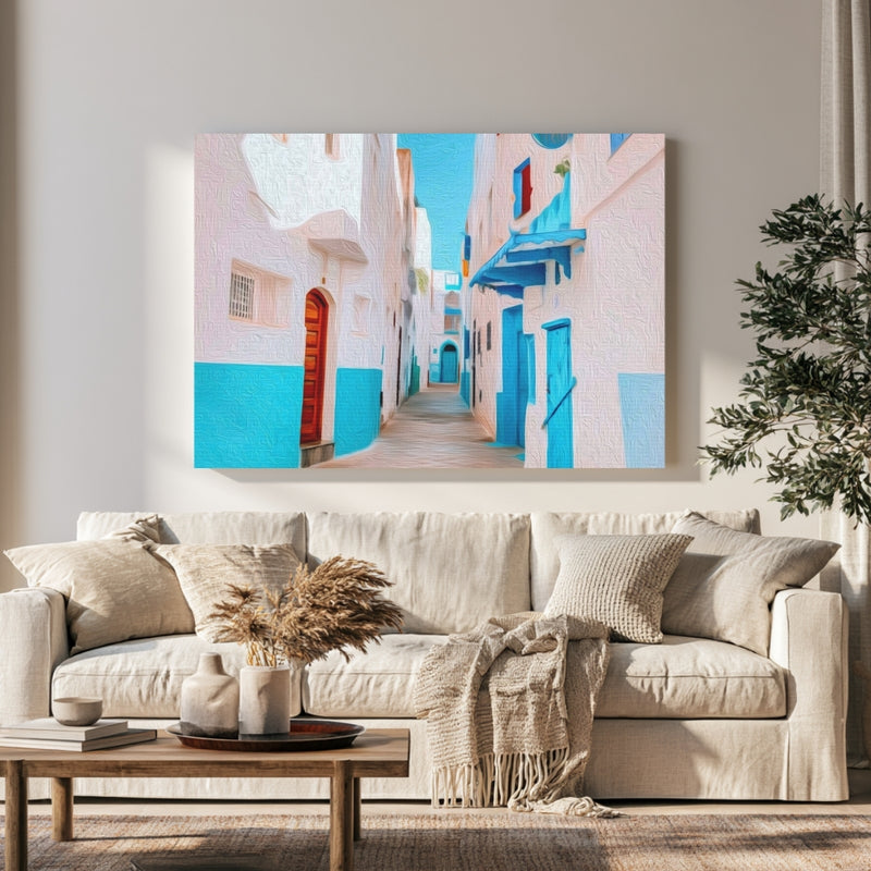Asilah, Morocco | Blue Alleyway Streets | Original Series Gallery Canvas