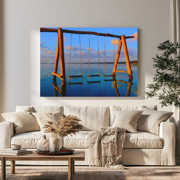 Bacalar, Mexico | Lagoon Swings at Dusk | Original Series Gallery Canvas