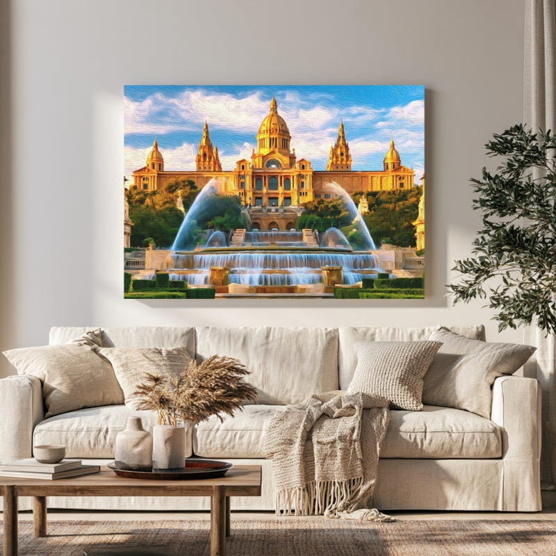 Palau Nacional Montjuic Fountains in a room — Barcelona, Spain