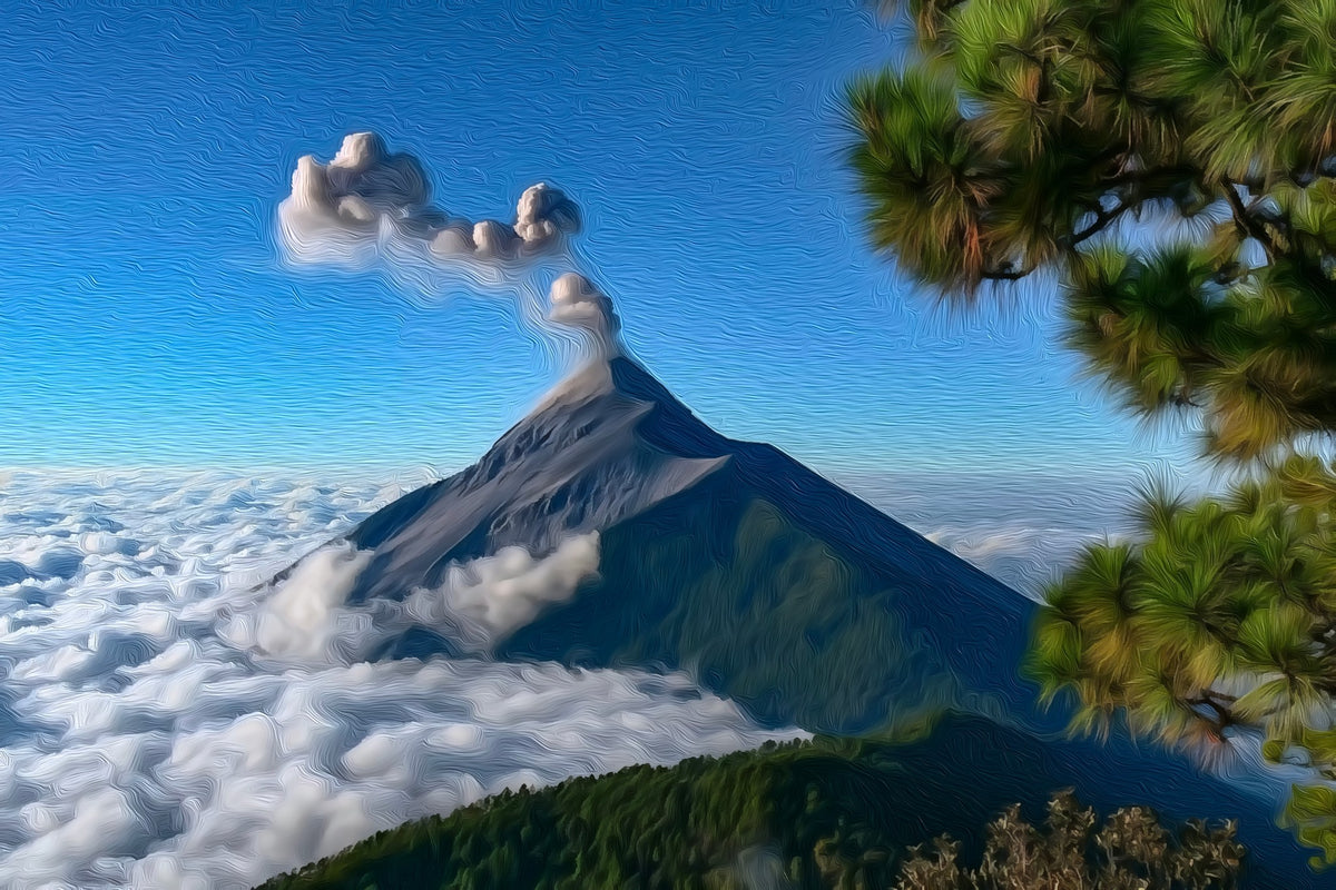 Acatenango Volcano Summit Eruption gallery canvas, unframed and in an espresso floating frame — Acatenango, Guatemala