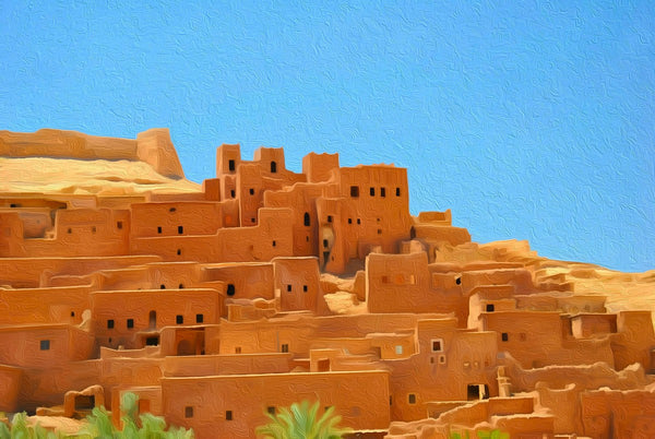 Ancient Fortified Village, Ait Benhaddou watercolor canvas