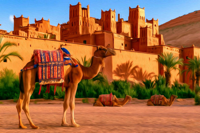 Ait Benhaddou Kasbah Citadel, Ait Benhaddou watercolor canvas