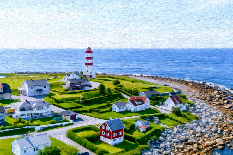 Alnes Lighthouse Coastal Village, Alesund canvas