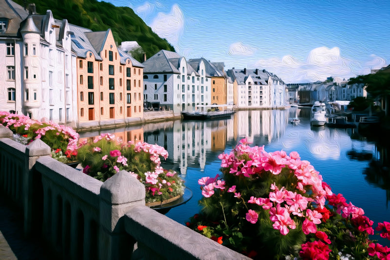 Ålesund Canal Waterfront, Alesund canvas