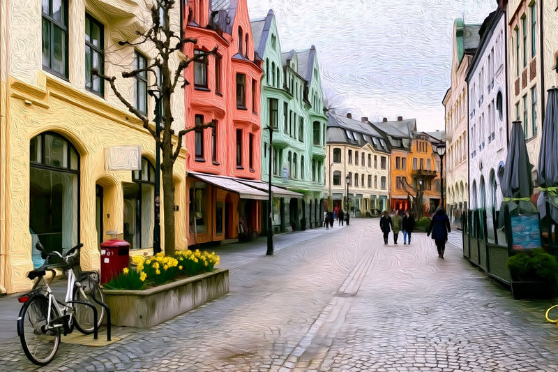 Kongensgate Pedestrian Street, Alesund canvas
