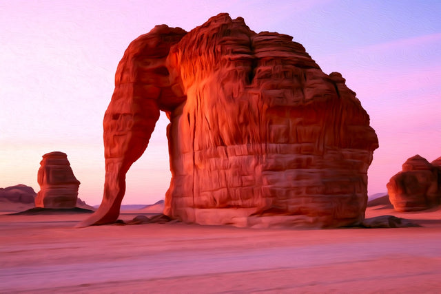 Elephant Rock AlUla, AlUla watercolor canvas