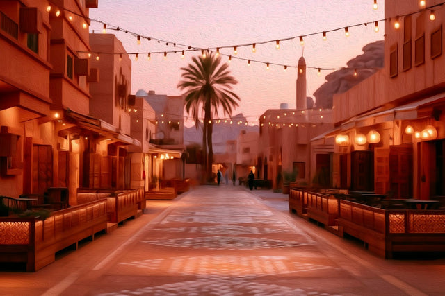 AlUla Old Town Promenade, AlUla watercolor canvas