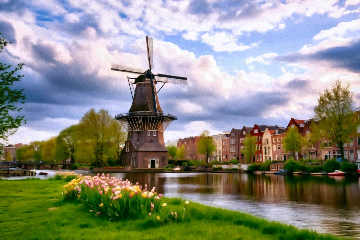 De Gooyer Windmill Amsterdam gallery canvas, unframed and in an espresso floating frame — Amsterdam, Netherlands