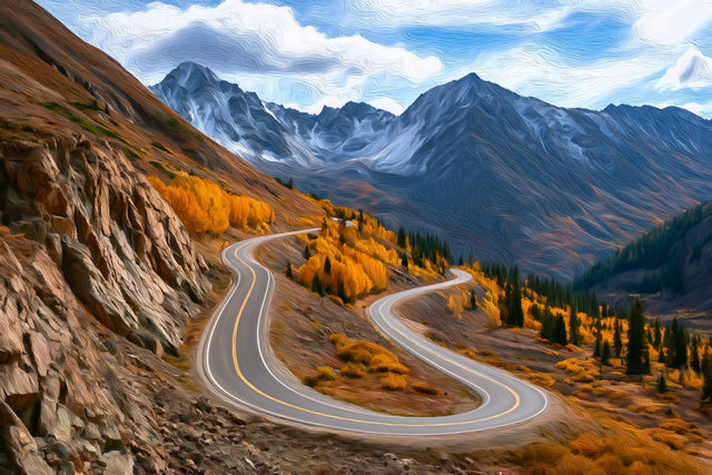 Independence Pass Winding Road, Aspen watercolor canvas