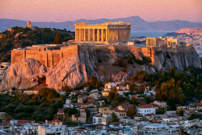Athens watercolor canvas