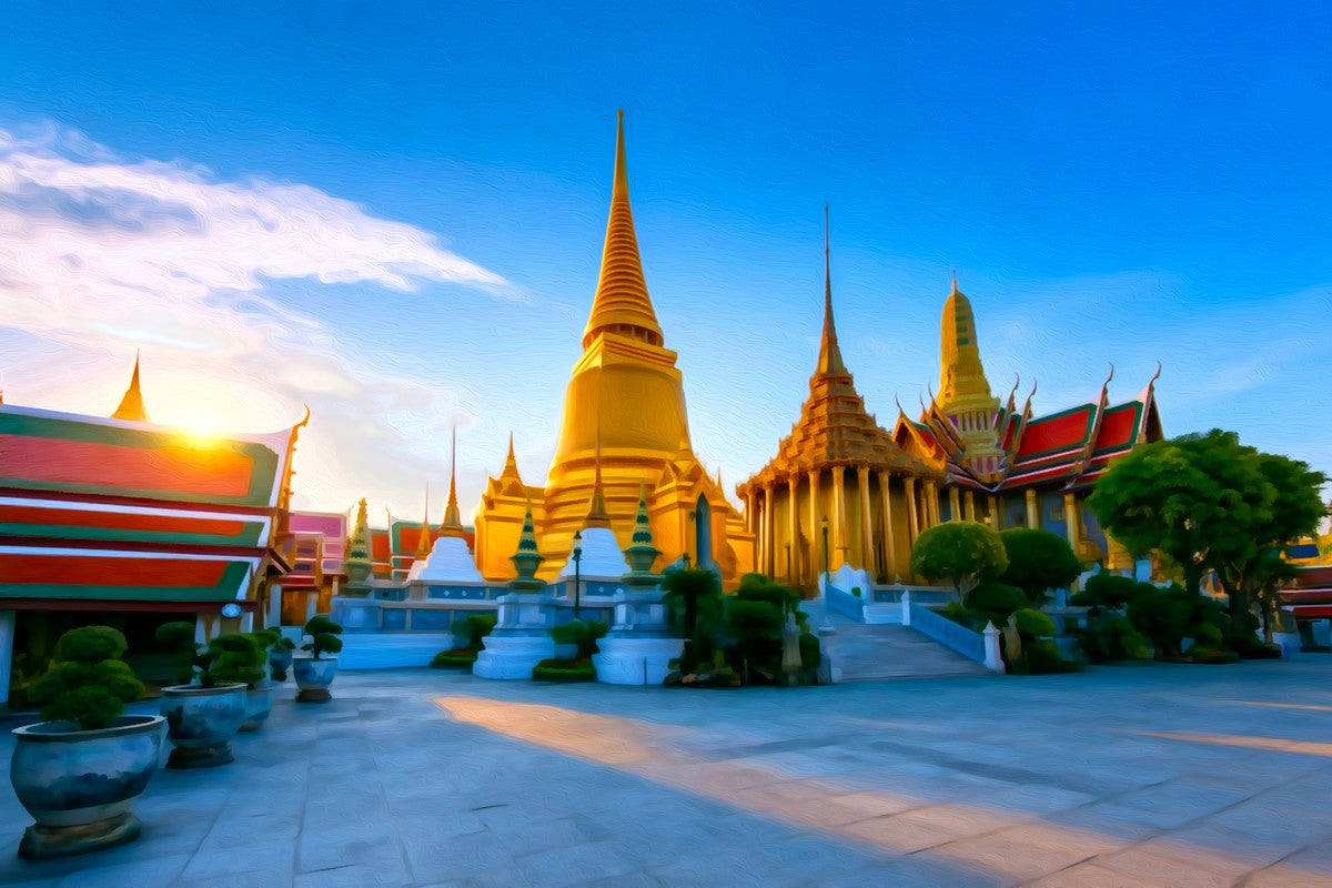 Wat Phra Kaew Grand Palace gallery canvas, unframed and in an espresso floating frame — Bangkok, Thailand