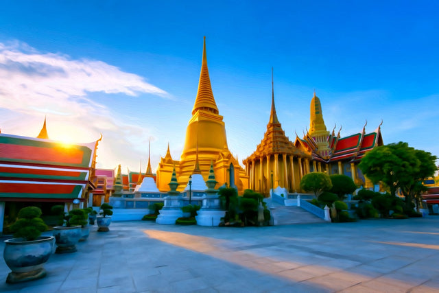 Wat Phra Kaew Grand Palace, Bangkok watercolor canvas