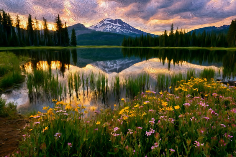 Sparks Lake Mountain Reflection, Bend canvas
