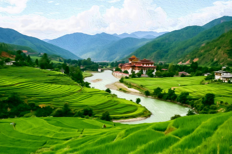 Punakha Dzong River Valley, Bhutan Paro Valley canvas