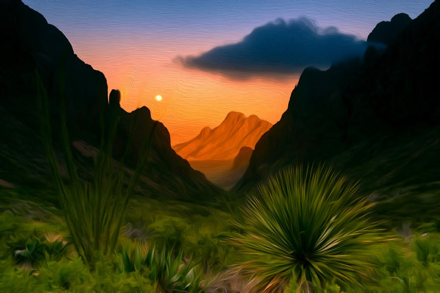 The Window Trail View, Big Bend National Park watercolor canvas
