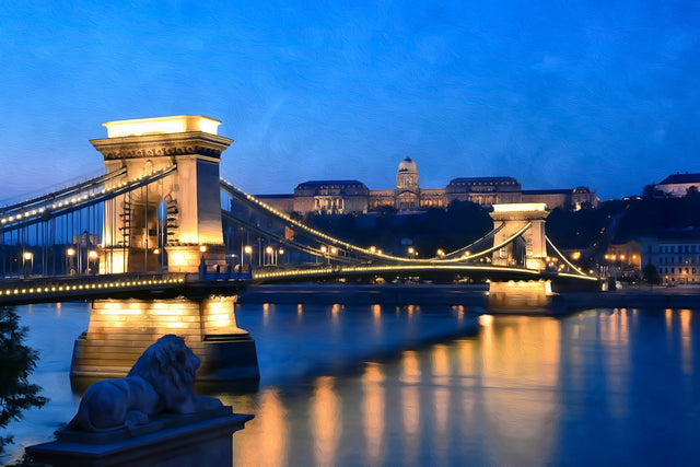 Széchenyi Chain Bridge Budapest, Budapest watercolor canvas