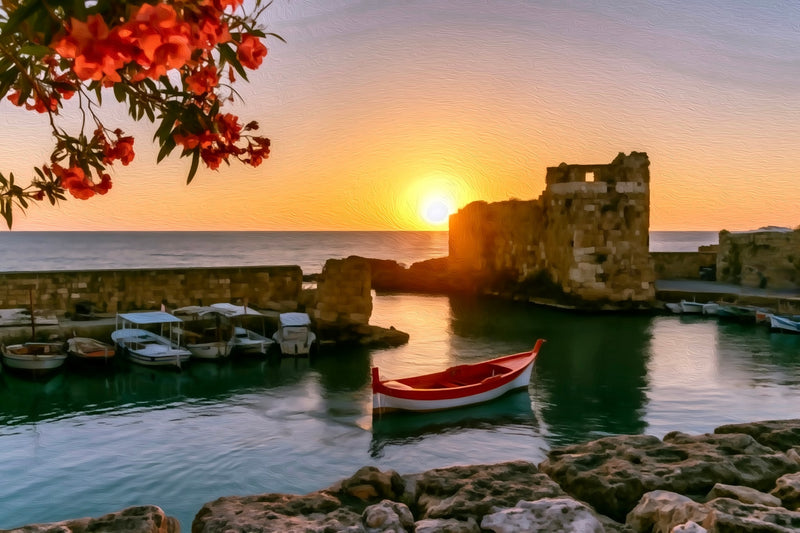 Byblos Ancient Harbor Ruins, Byblos canvas