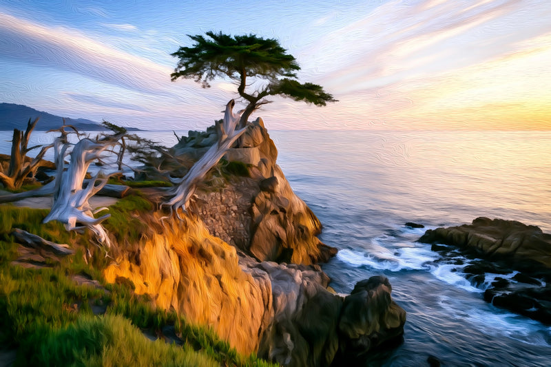 Lone Cypress Tree Rock, Carmel-by-the-Sea canvas