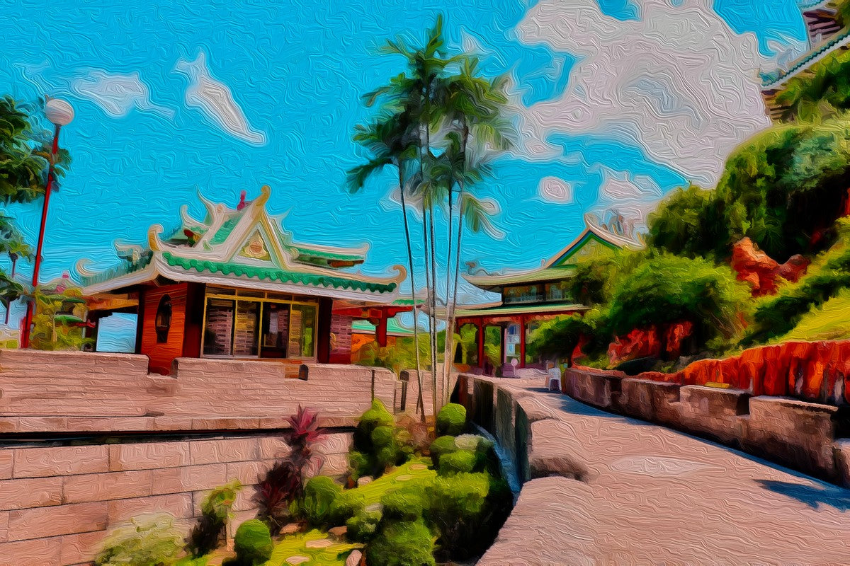 Taoist Temple Cebu gallery canvas, unframed and in an espresso floating frame — Cebu, Philippines