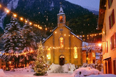 Chamonix watercolor canvas