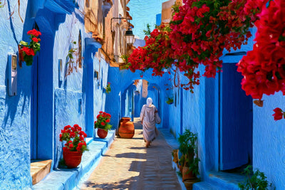 Chefchaouen watercolor canvas
