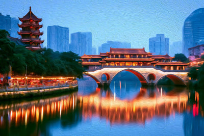 Chengdu watercolor canvas