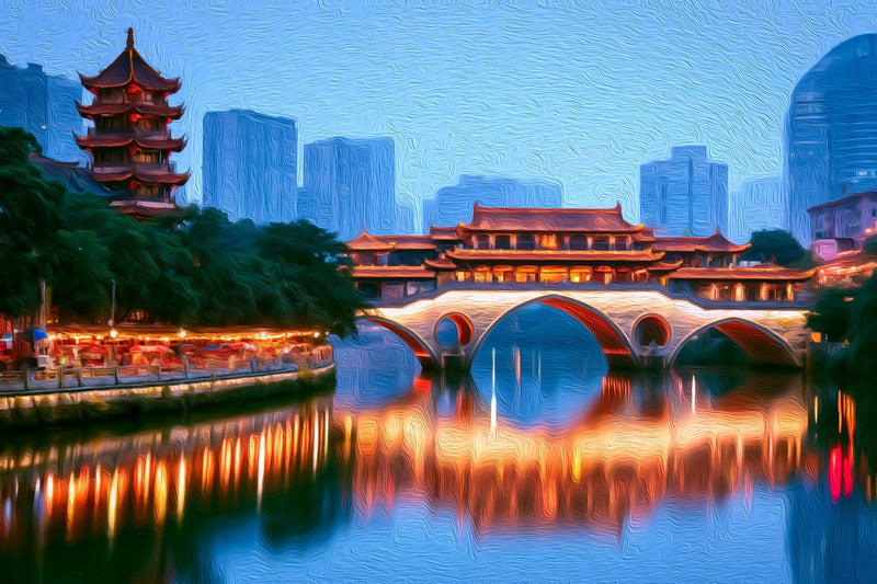 Anshun Bridge Chengdu Riverfront, Chengdu canvas