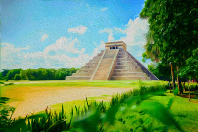 Chichen Itza watercolor canvas