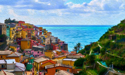 Cinque Terre watercolor canvas