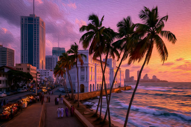 Galle Face Green & Hotel At Sunset, Colombo canvas