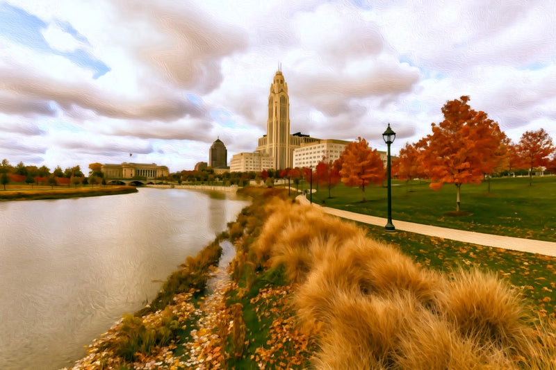 Scioto River Downtown Riverfront, Columbus canvas