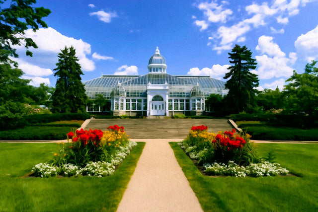Columbus Franklin Park Conservatory, Columbus watercolor canvas