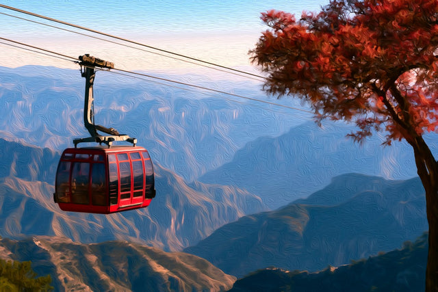 Copper Canyon Cable Car, Copper Canyon watercolor canvas
