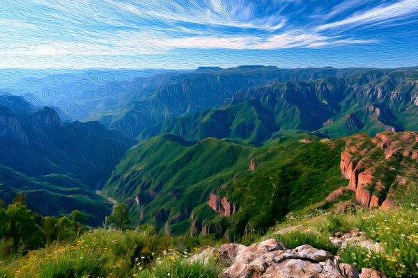 Copper Canyon Rim Overlook, Copper Canyon watercolor canvas