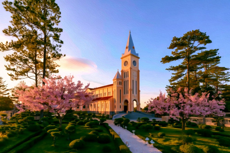 Da Lat Cathedral Clock Tower, Da Lat canvas