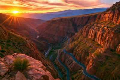 Dades Gorge watercolor canvas