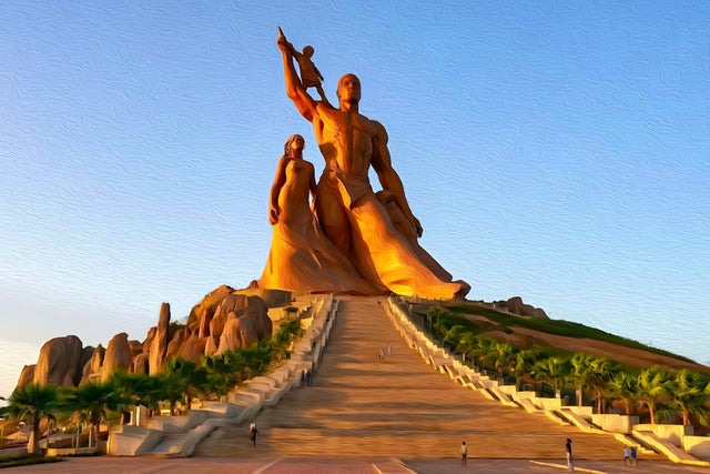 African Renaissance Monument Dakar, Dakar watercolor canvas