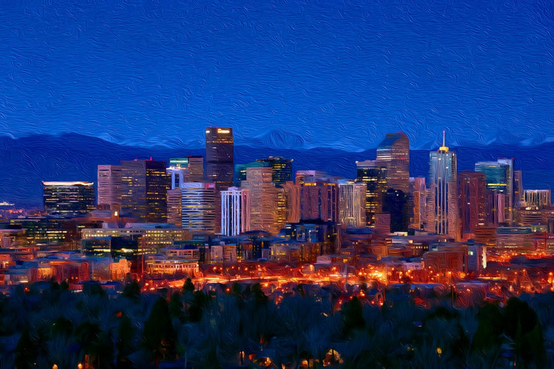 Denver Night Skyline, Denver canvas