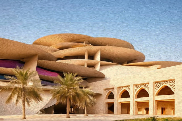 Desert Rose Museum Doha, Doha watercolor canvas