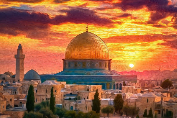 Dome of the Rock, Jerusalem watercolor canvas