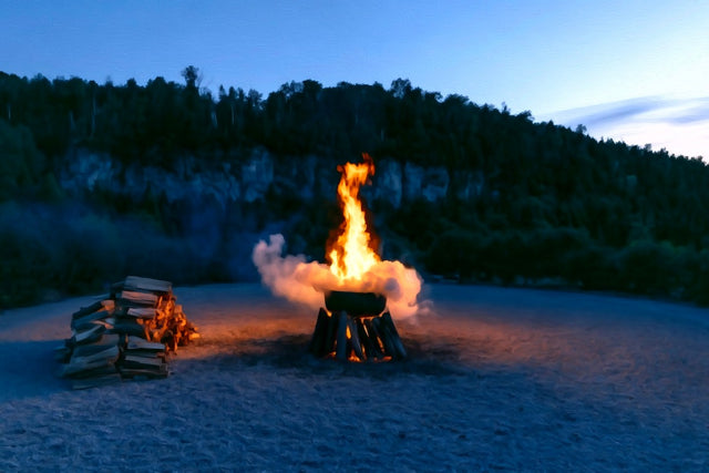 Door County Beach Bonfire, Door County watercolor canvas