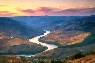 Douro Valley watercolor canvas