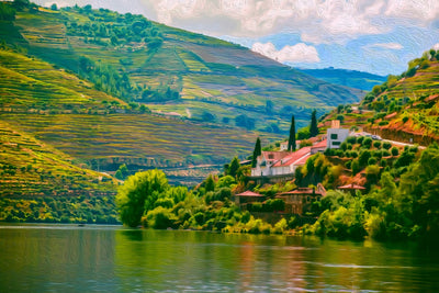 Douro Valley watercolor canvas