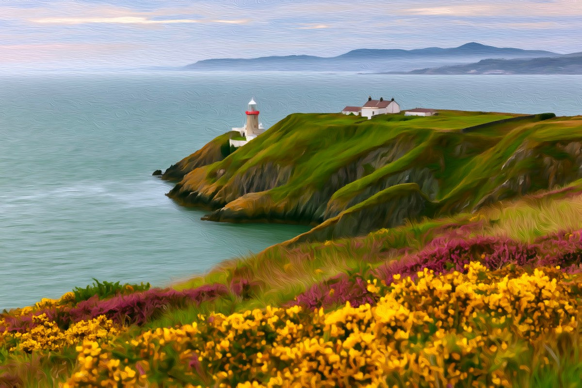 Baily Lighthouse Howth Head gallery canvas, unframed and in an espresso floating frame — Dublin, Ireland