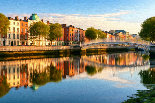 Ha'penny Bridge River Liffey, Dublin watercolor canvas